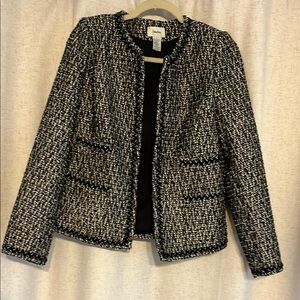 Neiman Marcus Black and White Tweed Blazer